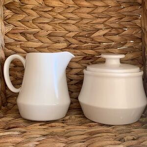 Vintage Noritake Progression China Pearl White 9006 Creamer and Sugar Bowl